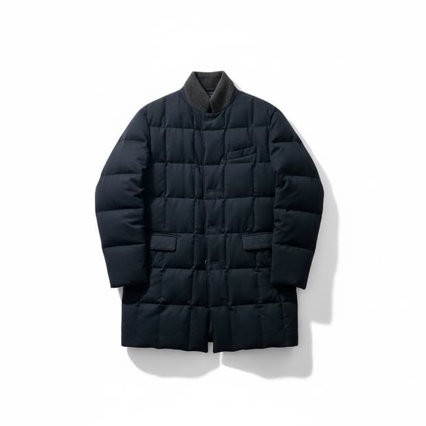 영국 감성 킨록(Kinloch) 네이비 컬러 퀼팅 다운 롱 코트