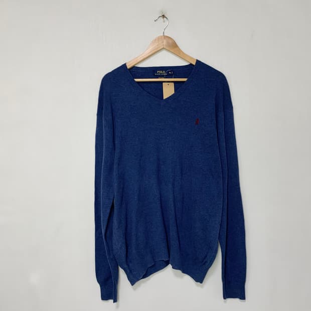 폴로 랄프로렌 피마코튼 브이넥 니트 네이비 XL