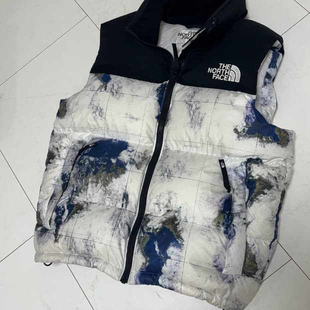 노스페이스 눕시 화이트라벨 노벨티 지구 조끼패딩