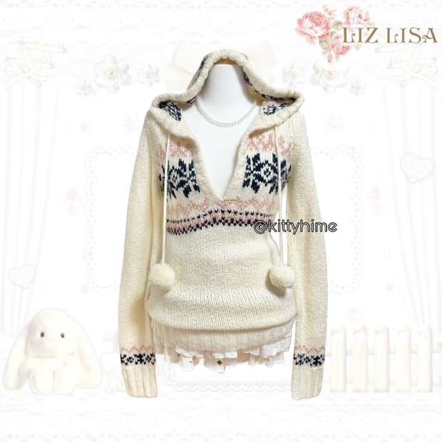 Liz lisa 리즈리사 노르딕 폼폼이 후드 원피스 히메갸루 러블리 갸루