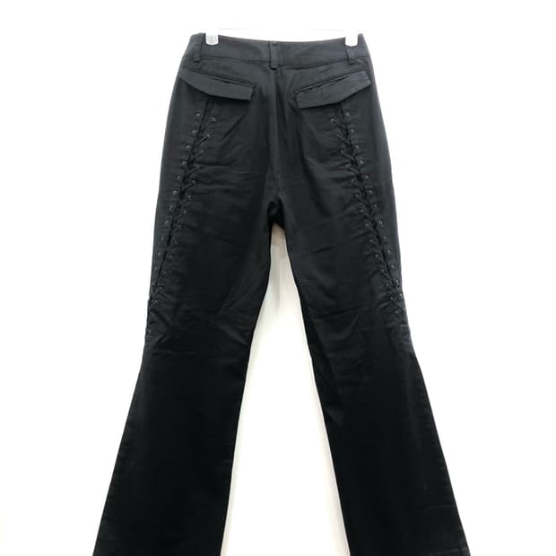 back corset detail black bootcut pants