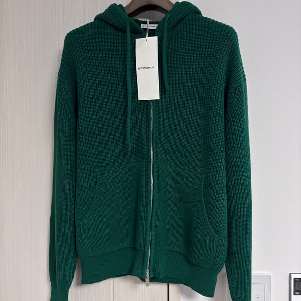 새상품) M 인템포무드 니트 후드집업 그린