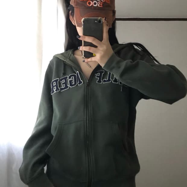 타미힐피거 카키 후드집업