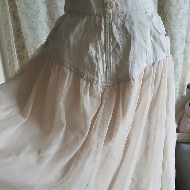 [모리걸] 아이보리 롱 스커트 캉캉 레이어드