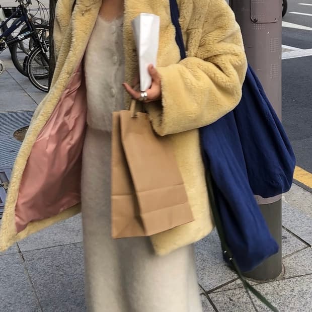 새상품)파르벵 farven 울 쉐어링 퍼 하프 자켓 코트