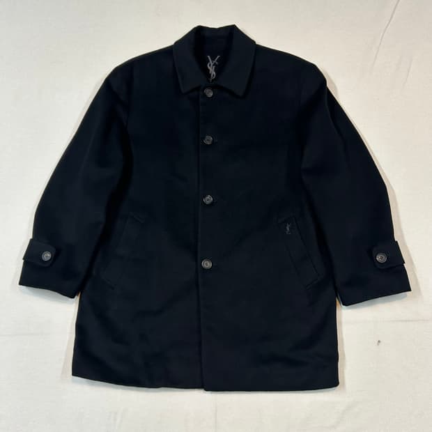 L) YSL 입생로랑 울 미디움 코트 자켓 블랙