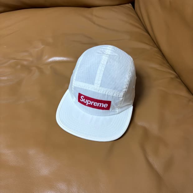 Supreme 슈프림 화이트 립스탑 레드 박스로고 캠프캡 모자