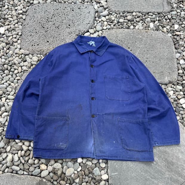 OLD VINTAGE FADED BLUE WASHING 프렌치워크자켓