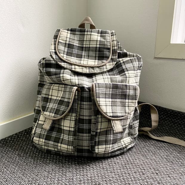 Kawaii Check Pattern Backpack