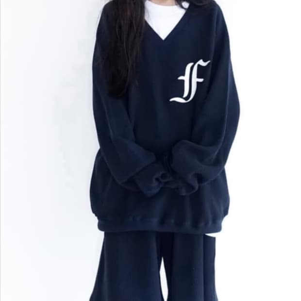 샵페어리 네이비 와플 맨투맨 셋업