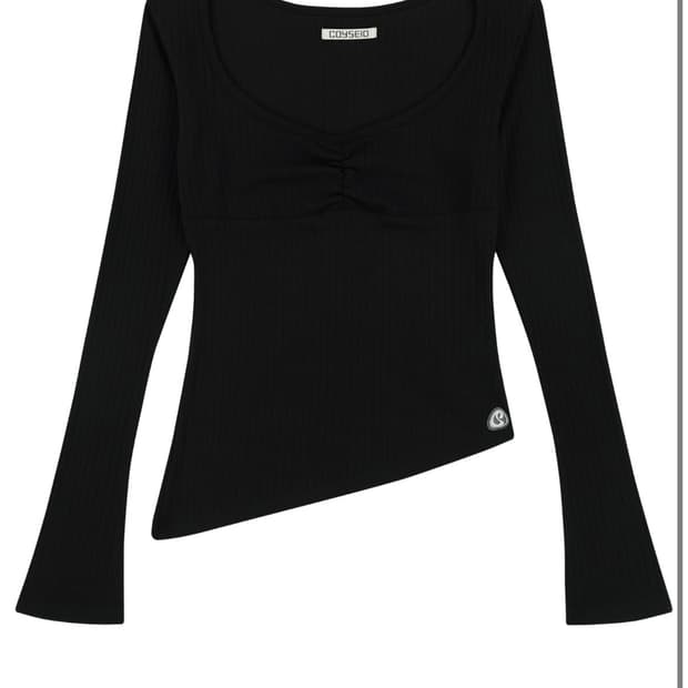 코이세이오 UNBALANCE SHIRRING TOP BLACK