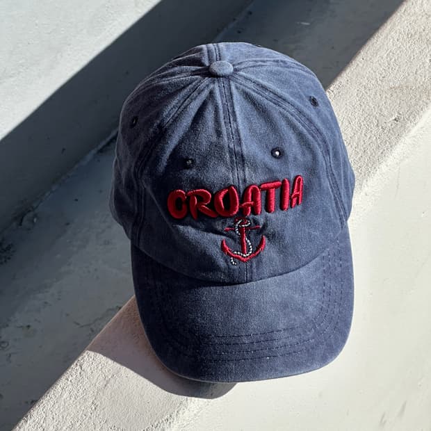 [F] 빈티지 크로아티아 네이비 워싱 볼캡 모자