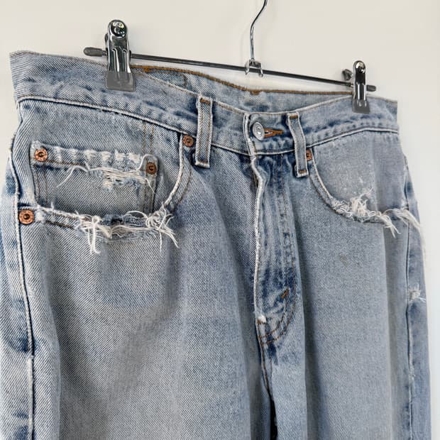 리바이스 Levi’s 빈티지 스트레이트 연청 데님 팬츠 찢청