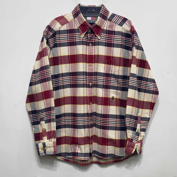 90s 타미힐피거 체크 셔츠