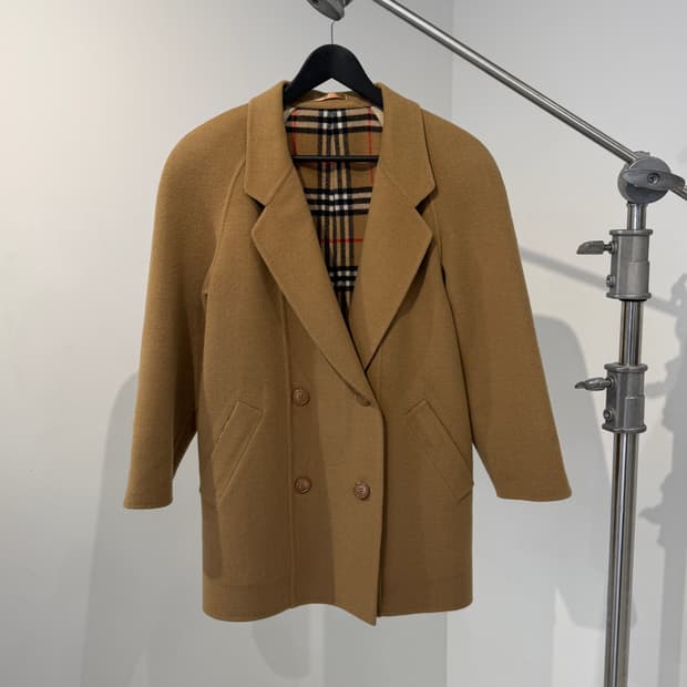 BURBERBERY 버버리 캐멀 울 더블 코트