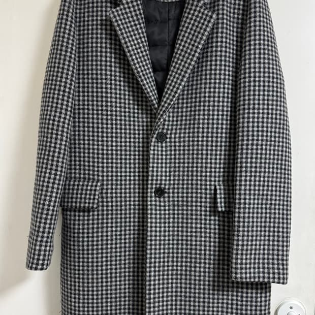 산드로 옴므 구스다운 하운드체크 울 패딩코트L