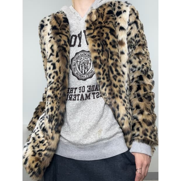 빈티지 레오파드 퍼 자켓