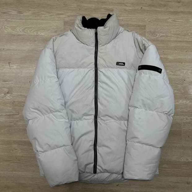 내셔널지오그래픽 덕다운 와펜 패딩 점퍼 [라이트 그레이] XL/105