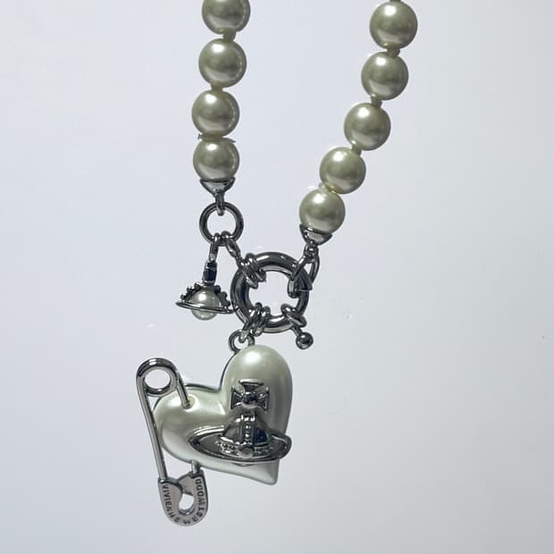 비비안웨스트우드 목걸이 오리에타 클립 옷핀 펄 초커 빈티지