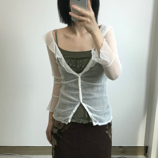 빈티지 프릴 블라우스 가디건