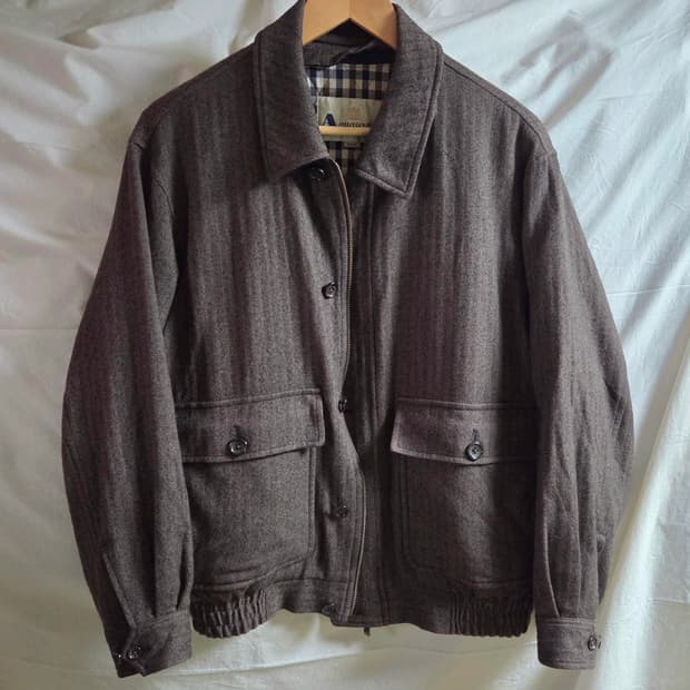 아쿠아스큐텀 헤링본 울 블루종 자켓 M