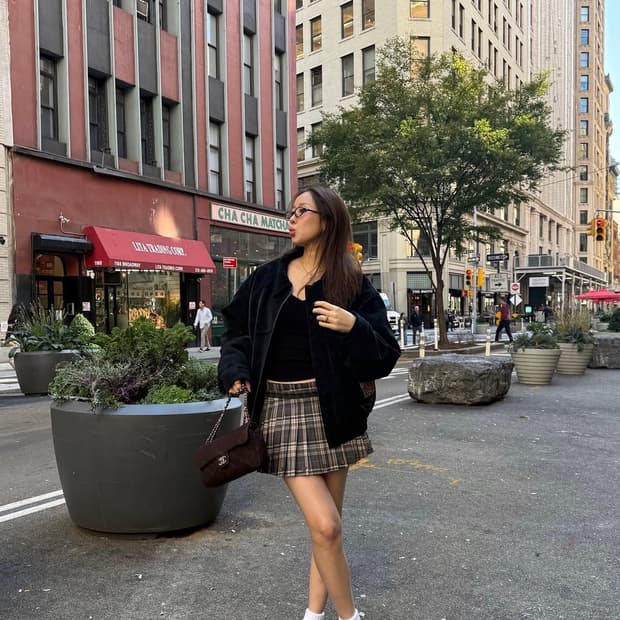 Glowny 글로니 체크 플리츠 스커트