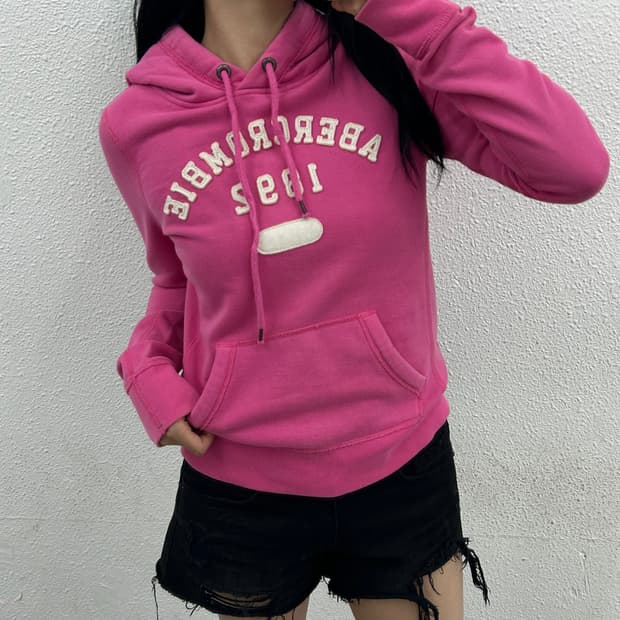 아베크롬비 센터로고 핑크 후드 S