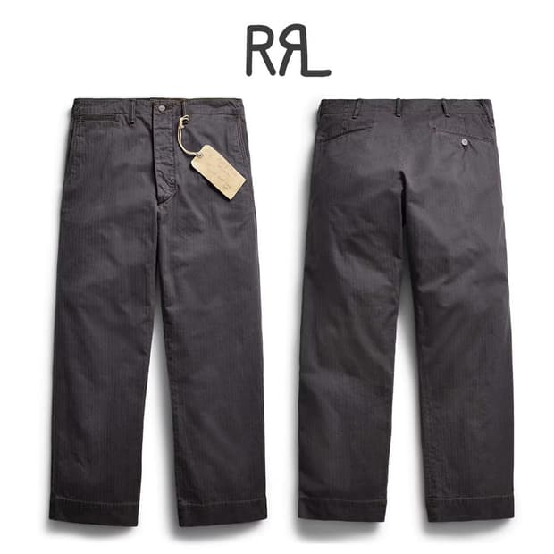 RRL 헤링본 필드 치노팬츠 워시드 블랙