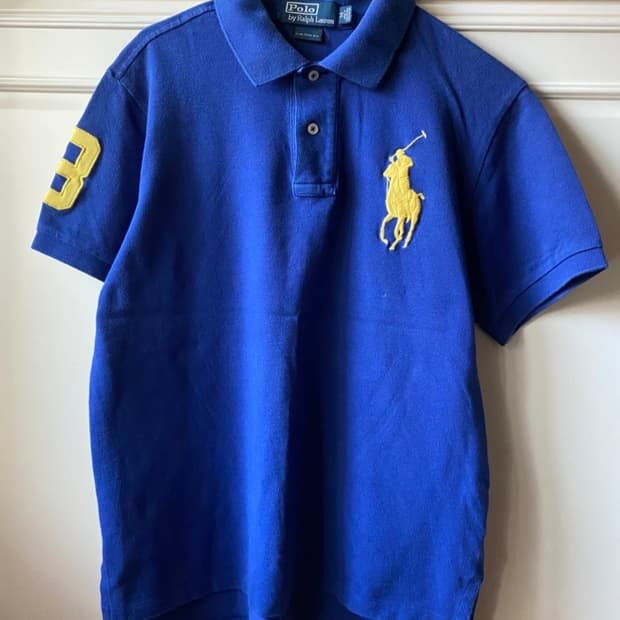 정품 폴로랄프로렌 빅포니 블루 카라 반팔티 M