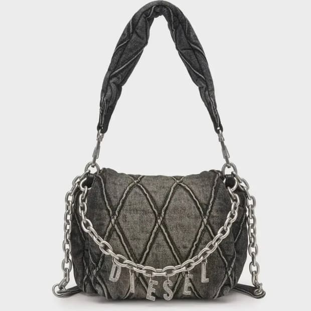 디젤 챰 D 숄더백 S - 데님 블랙 가방