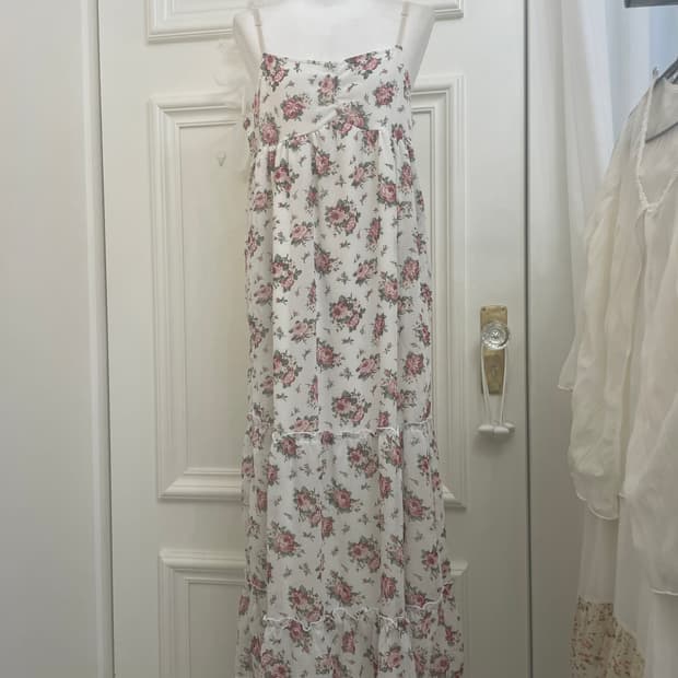 white rose print summer long opc(size-M)
