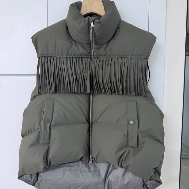 이로 프린지 패딩 조끼 Si
