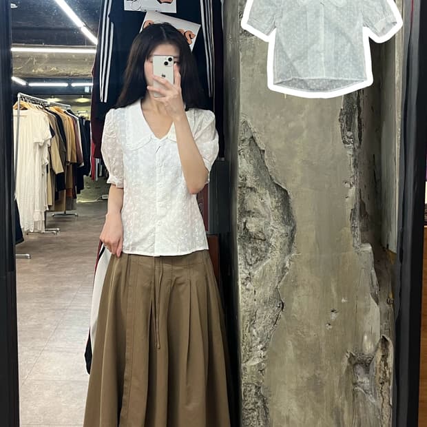 빈티지 카라 반팔 블라우스 화이트 #csz3749