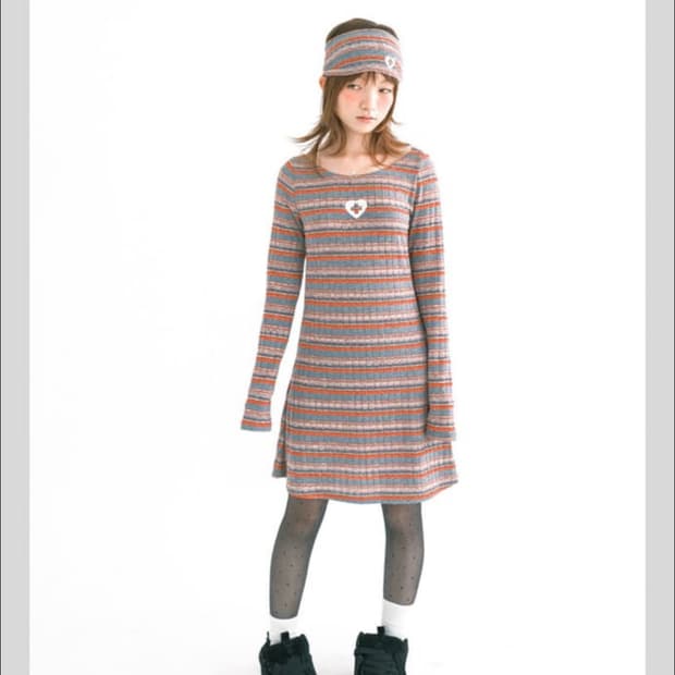 샵페어리 레인보우 니트 원피스