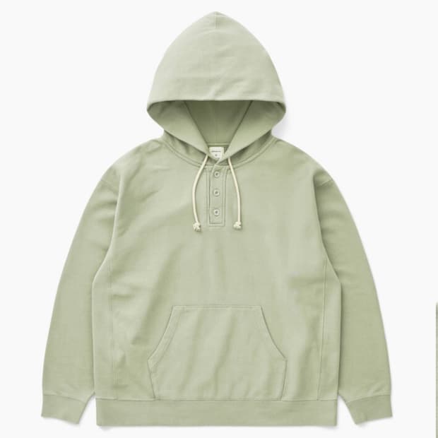 KHAKIS 카키스 후드티 Half Button Hoodie Moss