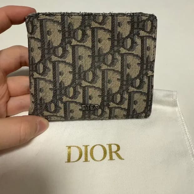 디올 오블리크 반지갑 베이지 블랙