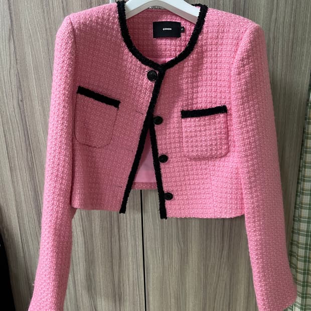 에트몽 트림트위드자켓 핑크 S(2회착용 사용감없음)
