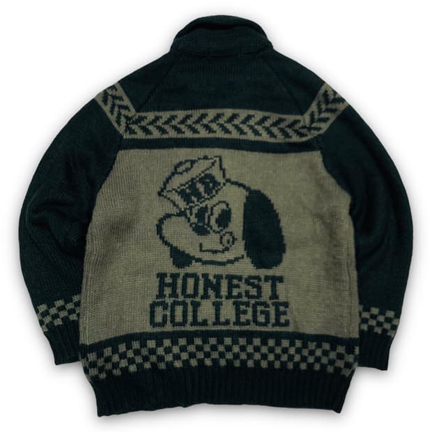 HONEST COLLEGE 도그 니트 집업 코위찬 