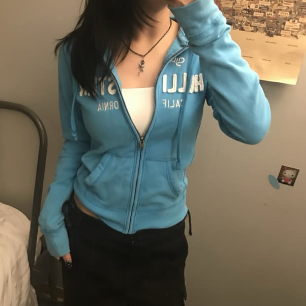 Hollister 홀리스터 스카이블루 기모 후드집업