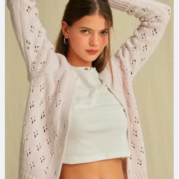 Glowny 나오미 펀칭 가디건 핑크