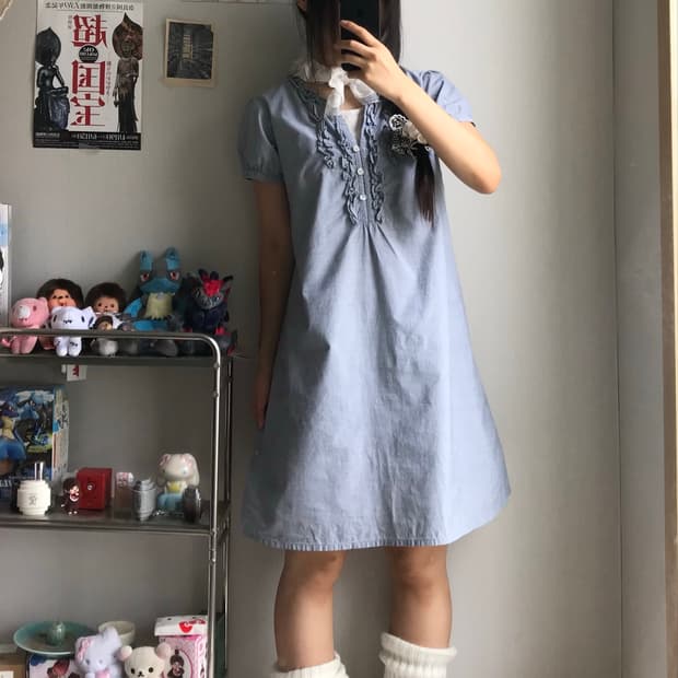 재패니즈 모리 프릴 퍼프 원피스
