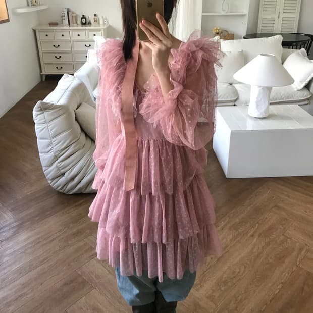 vintage ruffle pink one-piece