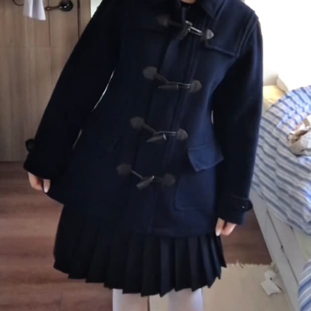 빈티지 네이비 떡볶이 코트