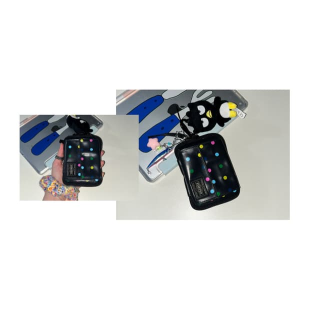 porter 블랙 컬러풀 도트 땡땡이 지갑