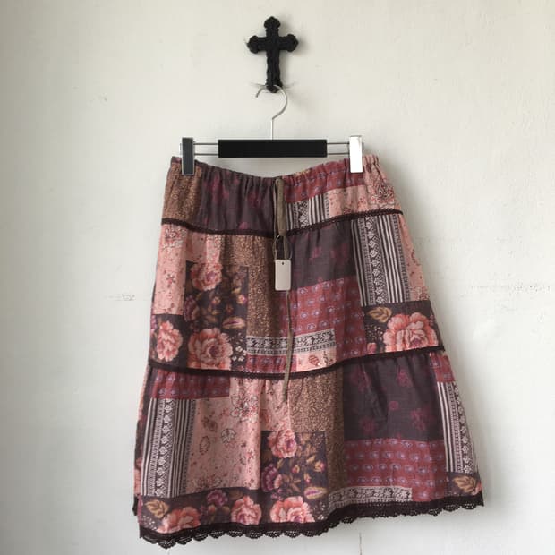 Patch work midi skirt