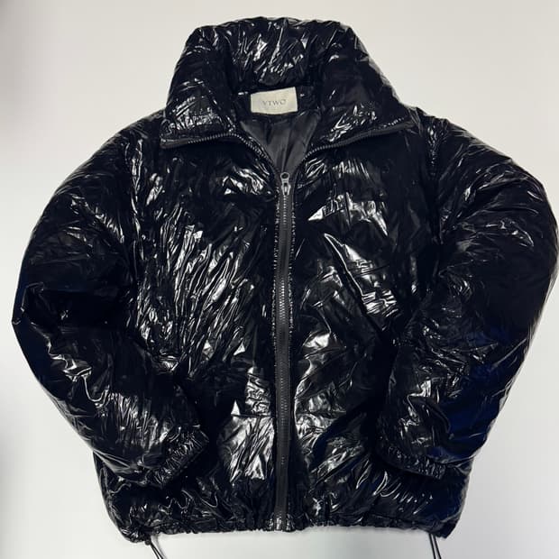 브이투 Vtwo 밑단 스트링 빅 사이즈 유광 패딩 점퍼 XL