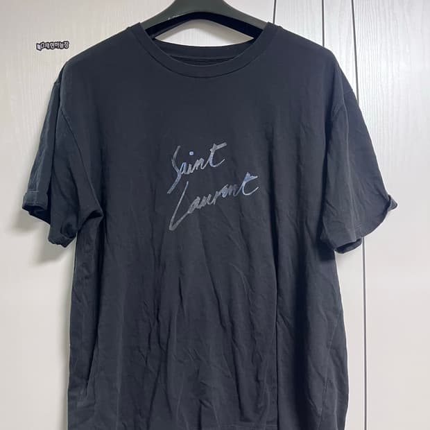 생로랑 로고 프린팅 반팔 블랙 L 