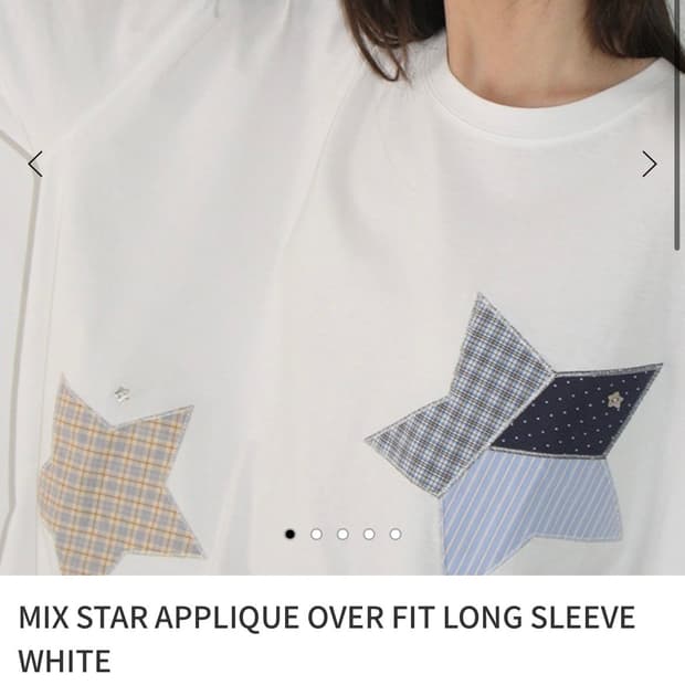 론론 믹스스타 아플리케 롱슬리브 화이트 MIX STAR APPLIQUE 