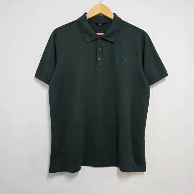 XL 노스페이스 다크그린 반팔 카라티셔츠 작업복 (하자O)