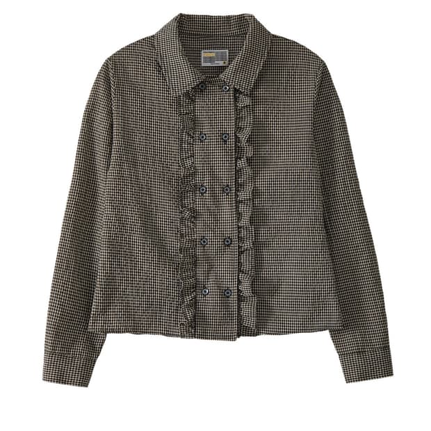 youthbath 유쓰배쓰 더블 버튼 프릴 체크 셔츠 s